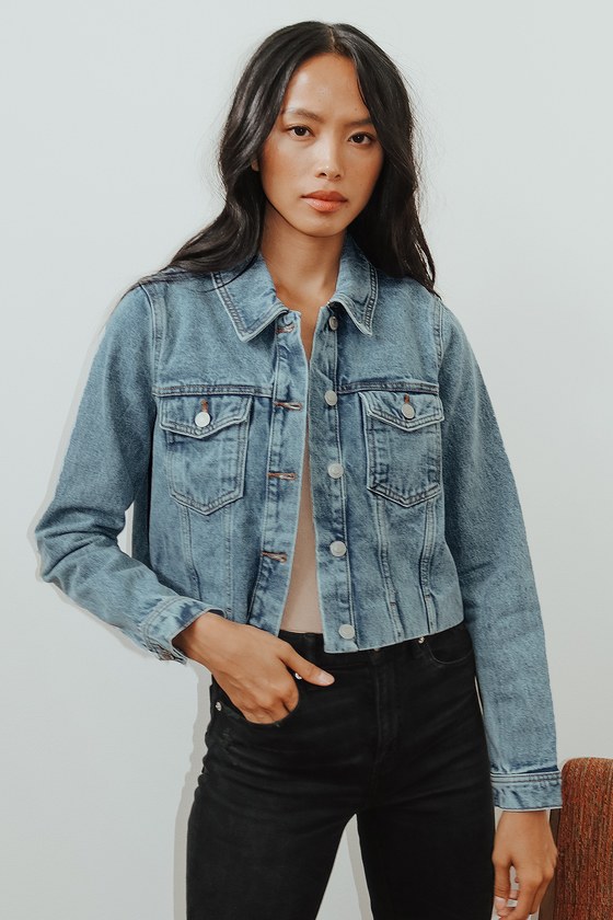 Vero Moda Mikky - Cropped Denim Jacket - Light Wash Denim Jacket - Lulus