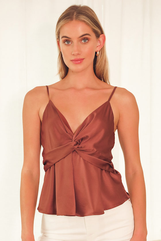 Be Present Bronze Satin Tie-Back Cami Top 5