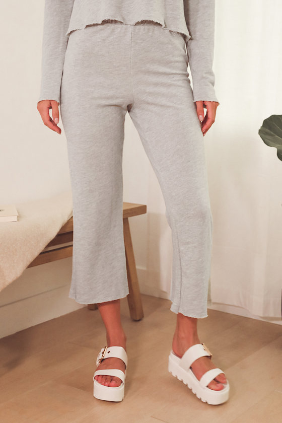 Walnut Heather Grey Straight Leg Cropped Sweatpants 7