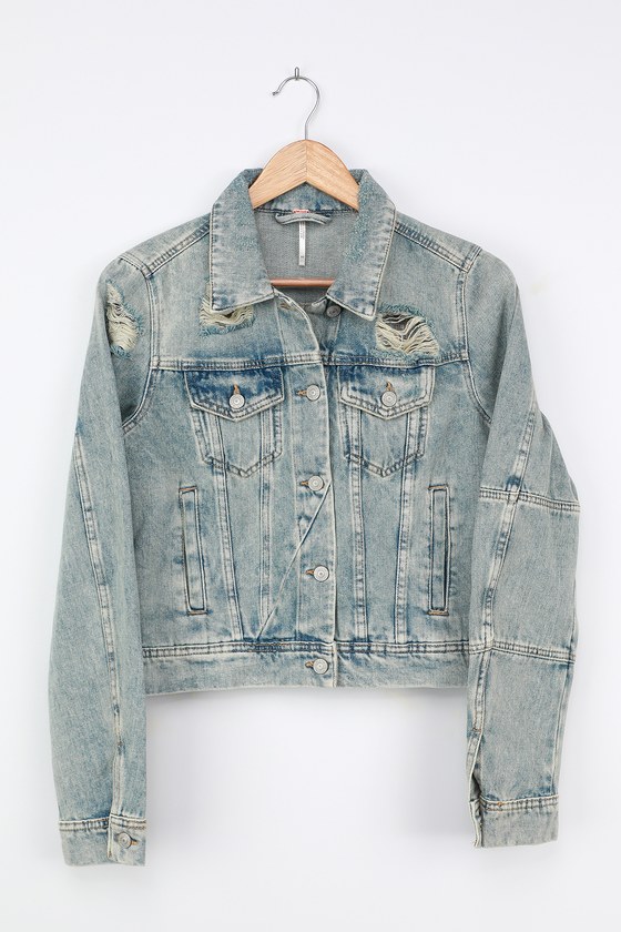 The Free People Rumors - Distressed Denim Jacket - Jean Jacket - Lulus