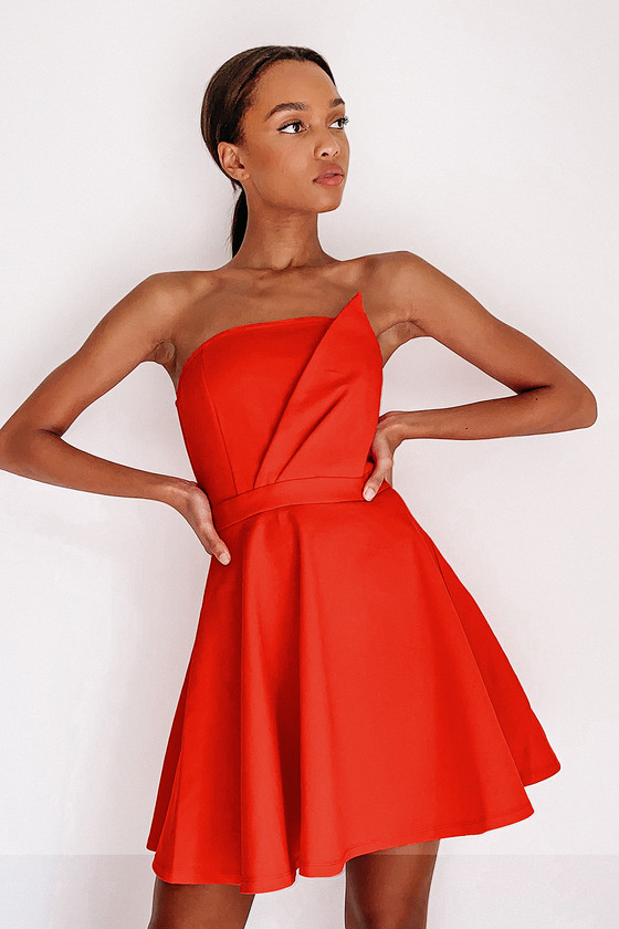 lulus red strapless dress