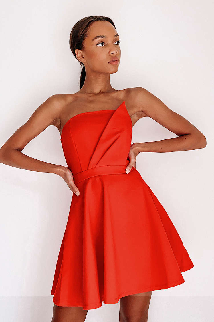 open lace back dress Women's Love Letters Red Corset Bubble Mini Dress | Size: M