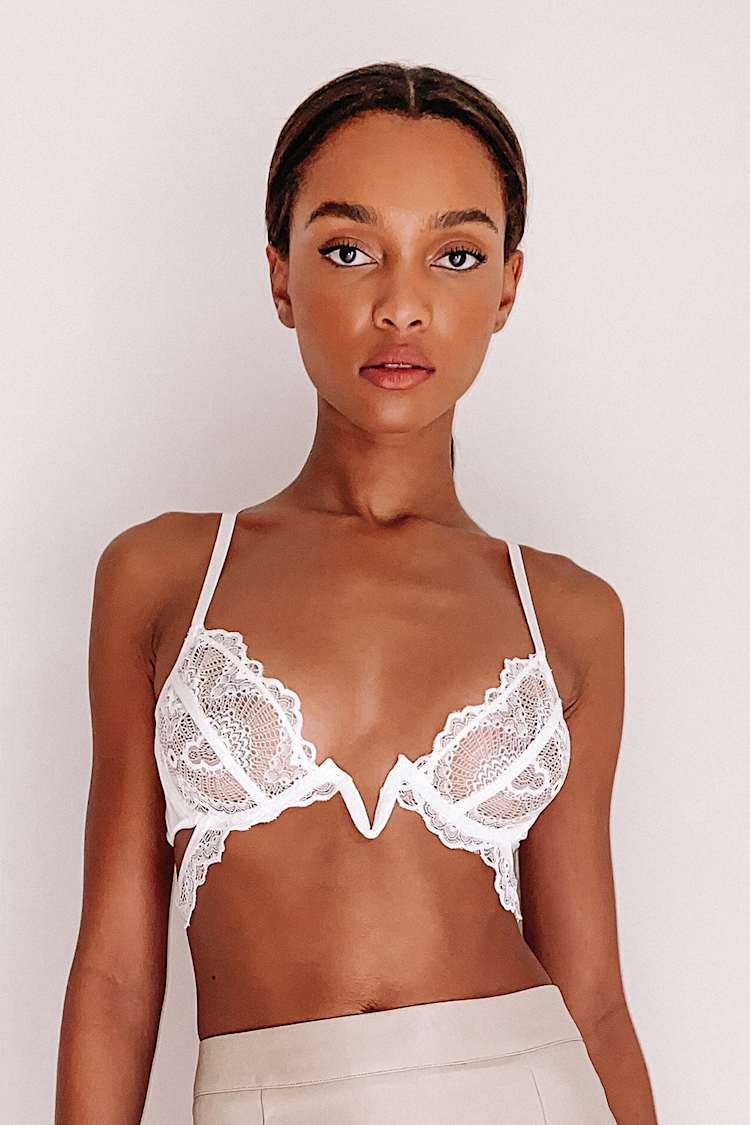 White Bralette - Lace Bralette - Sheer Bralette - V-bar Bra - Lulus