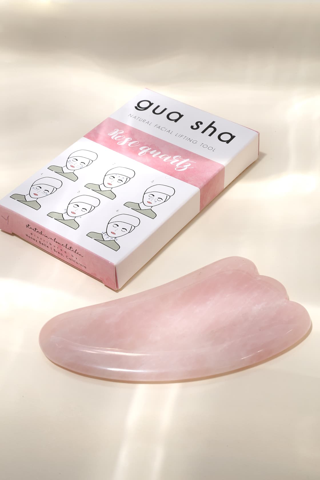 Gua Sha Rose Quartz Natural Face Lifting Tool