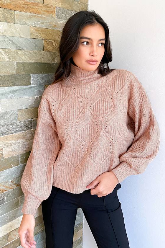 Cozy Memories Blush Pointelle Knit Turtleneck Sweater 5