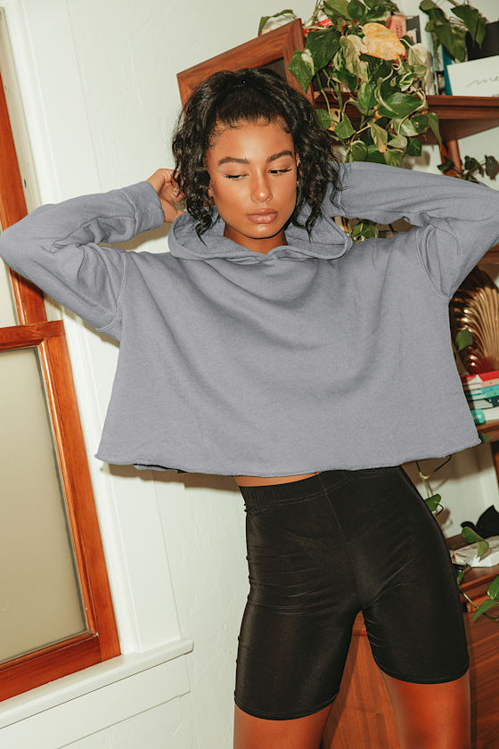 Remain Chill Light Grey Oversized Cropped Hoodie 6