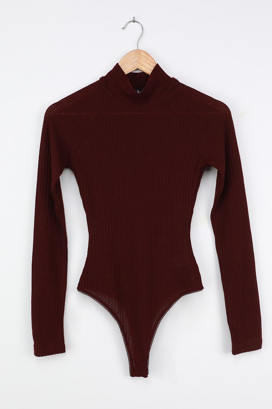 Cute Burgundy Bodysuit - Thermal Bodysuit - Long Sleeve Bodysuit - Lulus