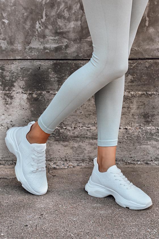Myles-Q White Knit Sneakers 1