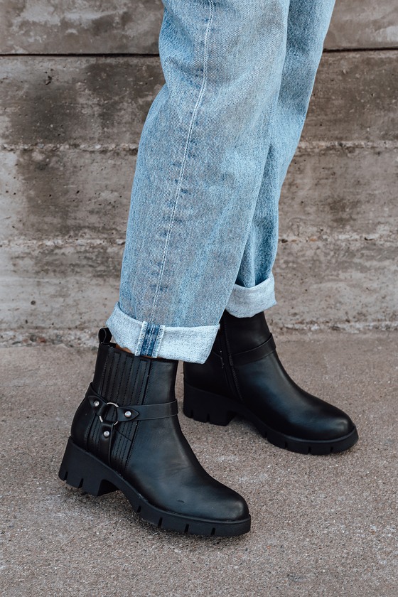 edgy black ankle boots