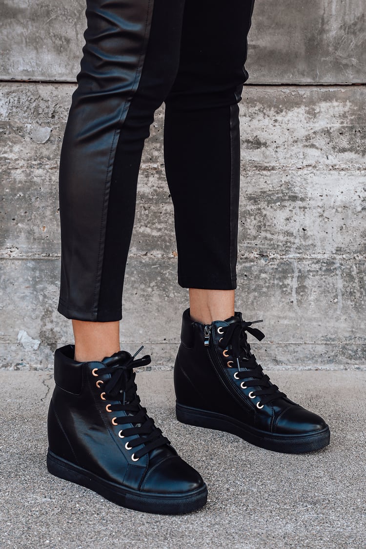 Black Wedge Sneakers