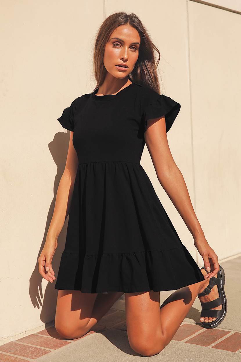 black baby doll dress