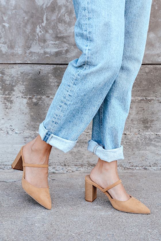 camel suede heels