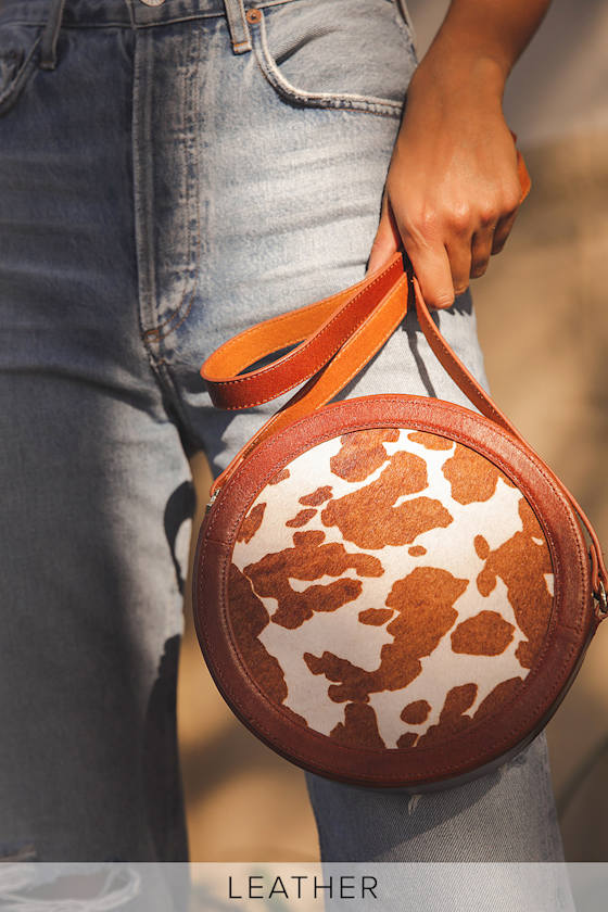 Sonora Tan Cow Print Leather Canteen Bag 5