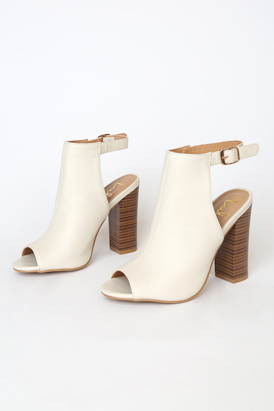 ivory peep toe booties