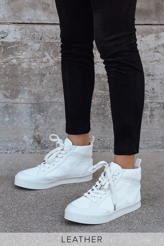 Splendid Lucille White - Leather Sneakers - High Top Sneakers - Lulus
