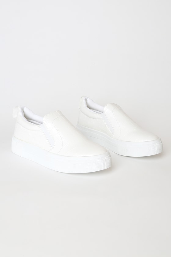 white slip on sneakers platform