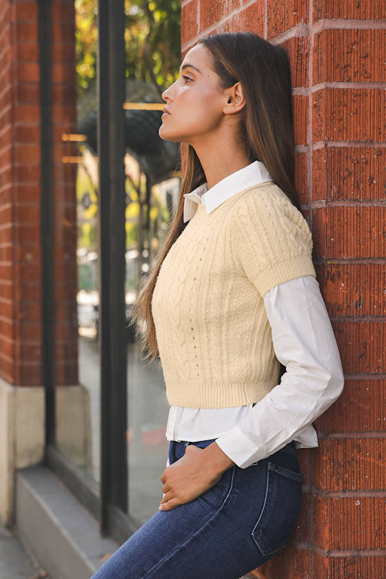 cable knit short cardigan