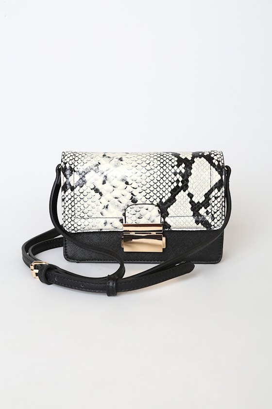 Black and White Bag - Snake Print Bag - Mini Crossbody Purse - Lulus