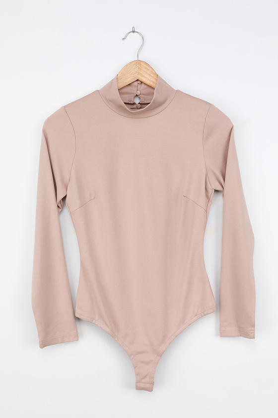Chic Beige Bodysuit Mock Neck Bodysuit Backless Bodysuit Lulus