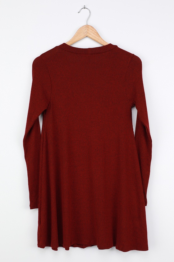 Cute Burgundy Dress - Sweater Dress - Button-Front Mini Dress - Lulus