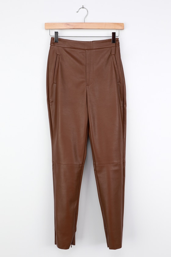 Brown Faux Leather Leggings - Trouser Leggings - Brown Pants - Lulus