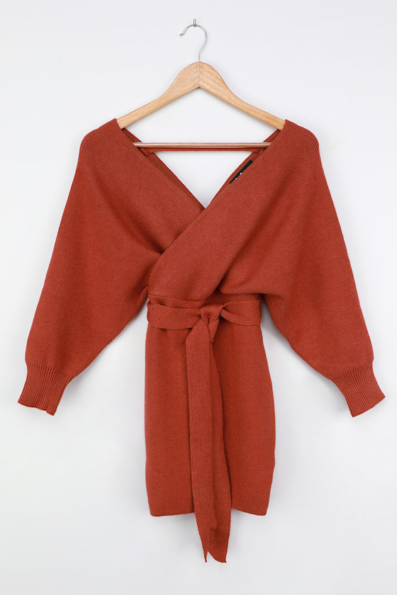 rust colored sweater dress