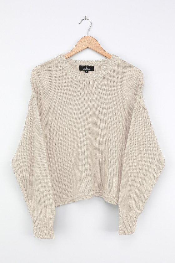 Light Beige Sweater - Chunky Knit Sweater - Taupe Sweater - Lulus