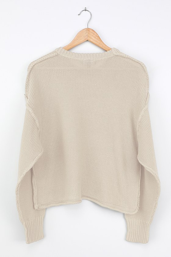 Light Beige Sweater - Chunky Knit Sweater - Taupe Sweater - Lulus