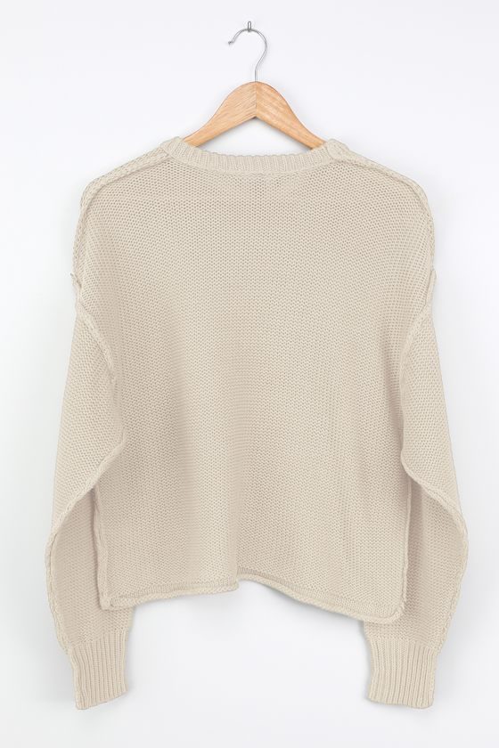 All in the Details Light Taupe Oversized Sweater 3