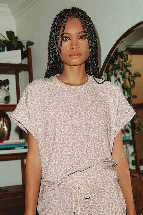 Wildly Cozy Taupe Leopard Print Tee 5