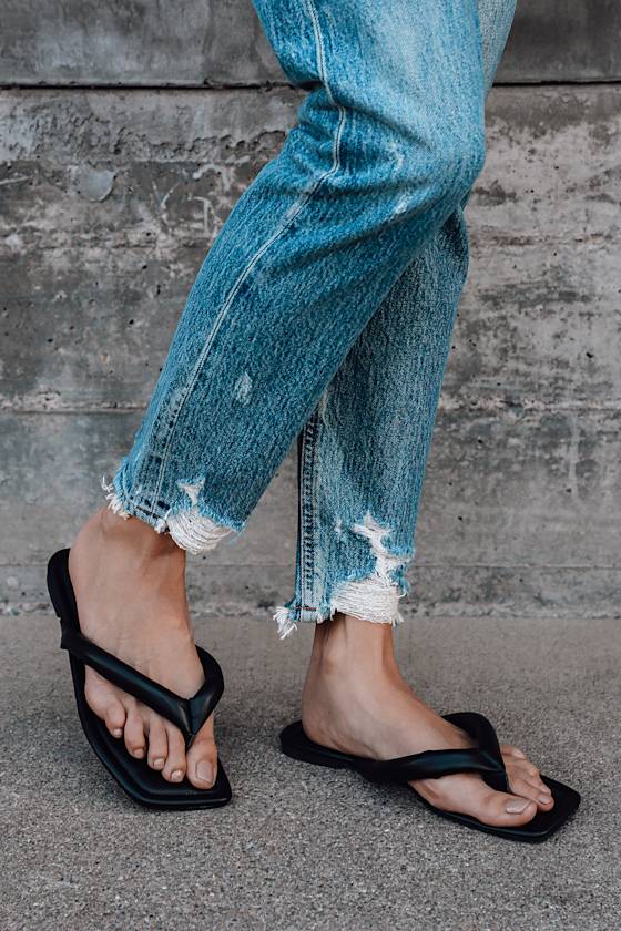 Mera Black Thong Sandals 4