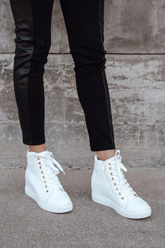 White Wedge Sneakers - High Top 