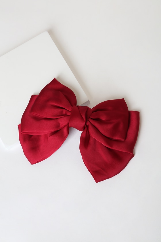 Red Hair Bow - Oversized Hair Bow - Satin Hair Bow - Bow Clip - Lulus