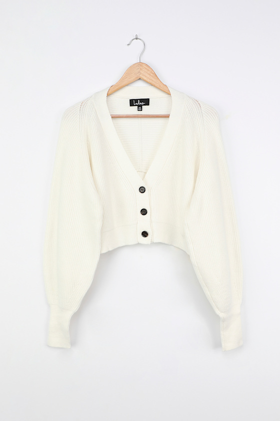 Ribbon Balloon-sleeve Girly Cardigan