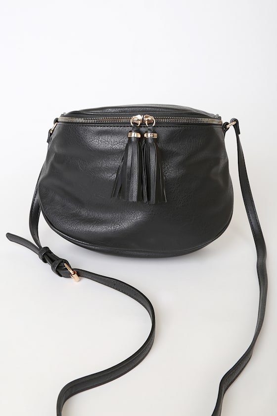 Cute Black Purse Vegan Leather Bag Saddle Bag Crossbody Lulus