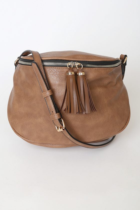 Cute Brown Purse Vegan Leather Bag Saddle Bag Crossbody Lulus