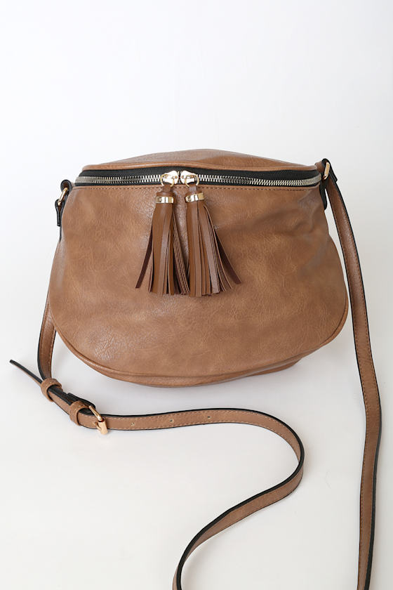 Cute Brown Purse Vegan Leather Bag Saddle Bag Crossbody Lulus