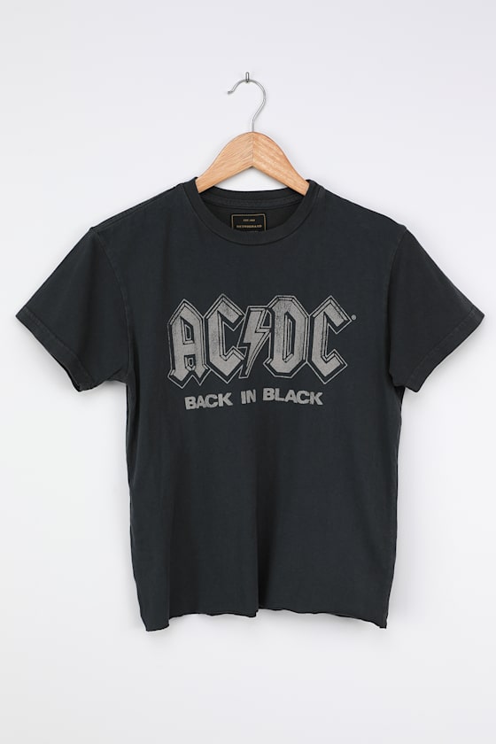 Retro Brand AC/DC Back in Black - Band Tee - Black Band T-Shirt - Lulus