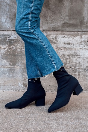 Mya Black - Sock Boots - Chic Pointed-Toe - Lulus