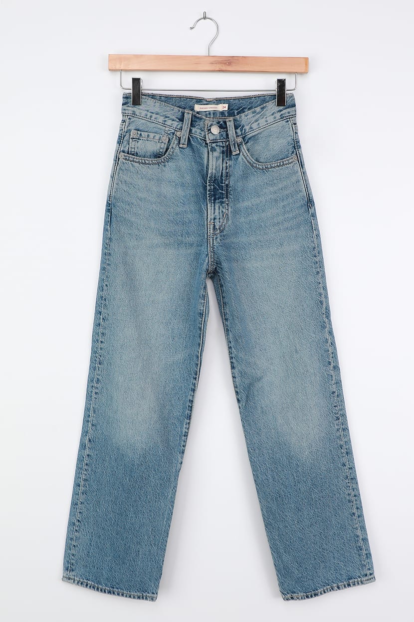Levi's Wellthread Ribcage - Straight Leg Jeans - Light Wash Jeans - Lulus