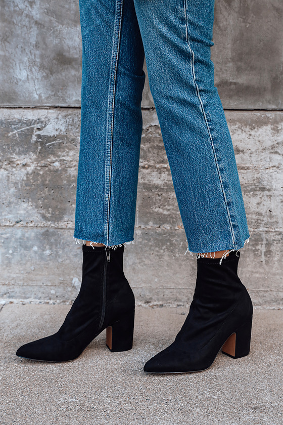 black pointed sock boots