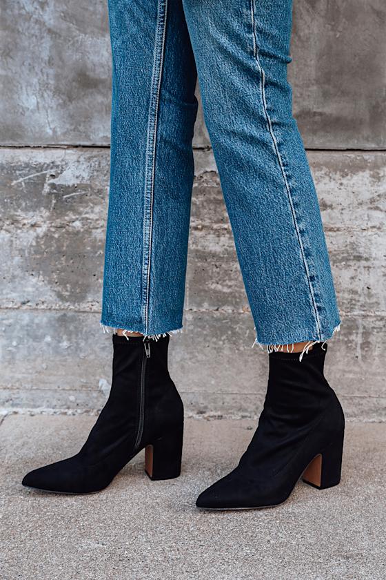 suede black sock boots