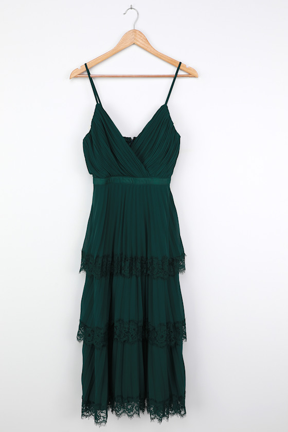 emerald green pleated dress