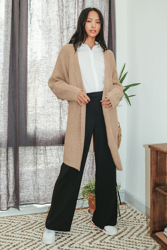 beige oversized cardigan