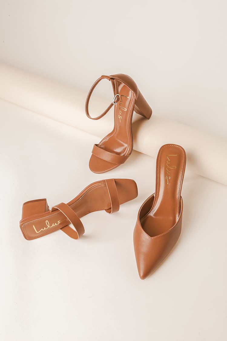 Chic Tan Brown Mules - Pointed-Toe Mules - Mocha Heels - Lulus display picture 1