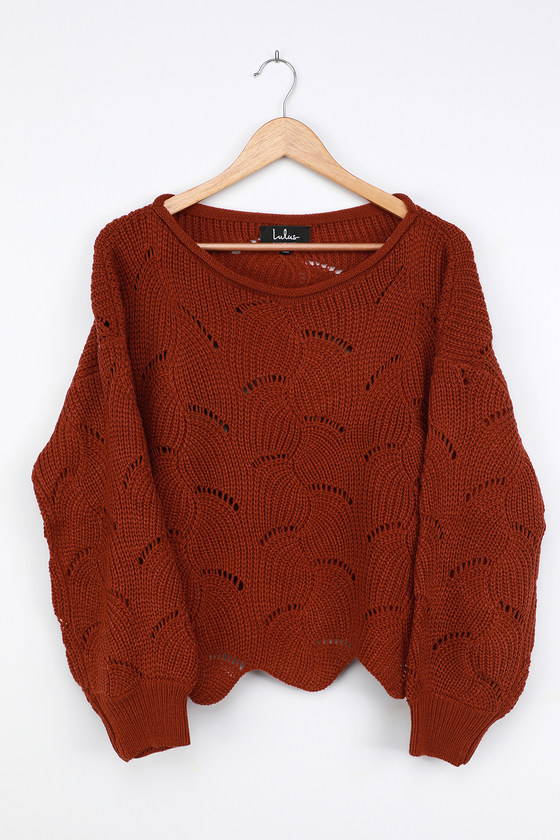Rust Brown Sweater - Loose Knit Sweater - Lightweight Sweater - Lulus