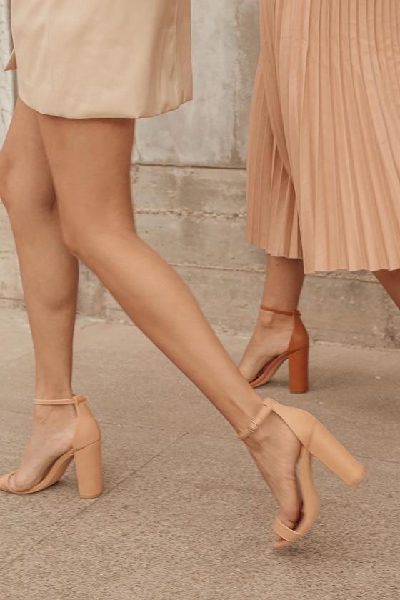 Taylor Naked Hazelnut Ankle Strap Heels 1