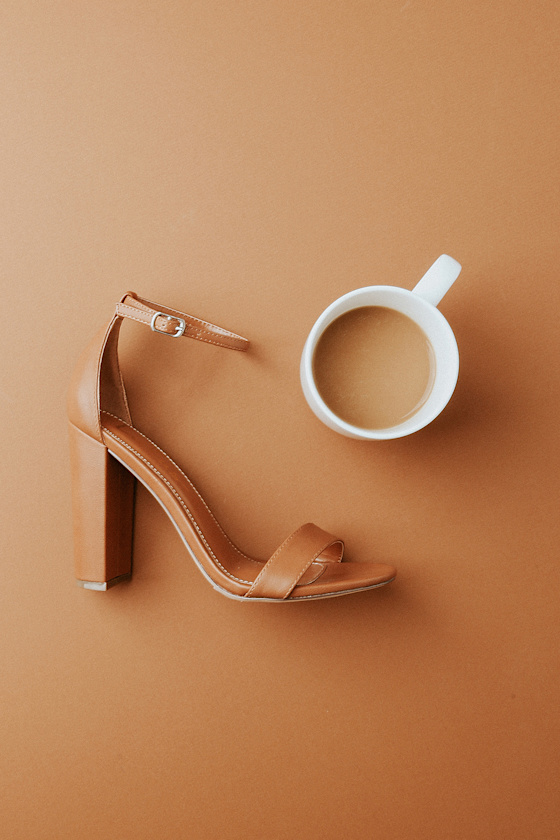 Taylor Naked Mocha Ankle Strap Heels 2