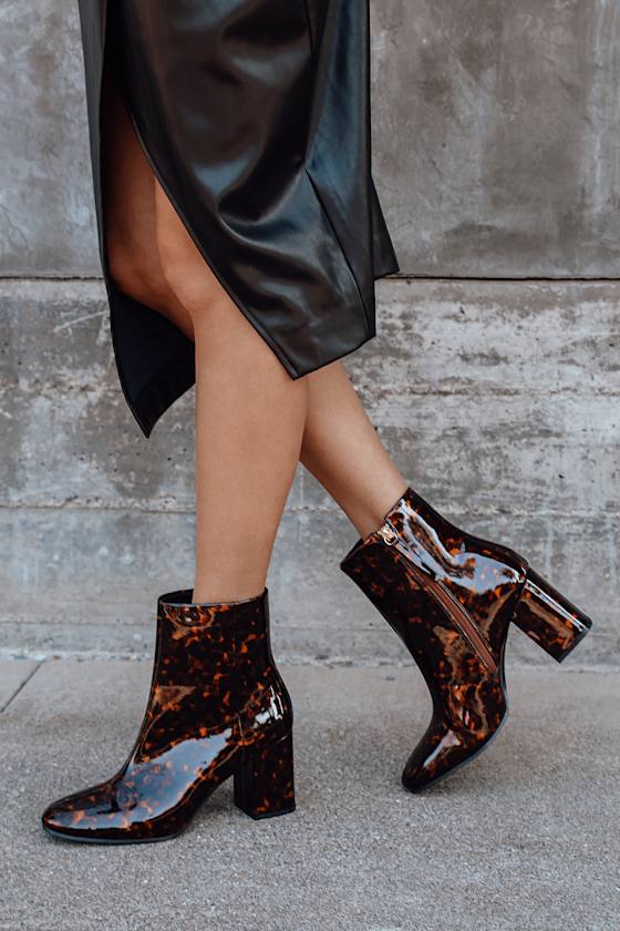 Mags Tortoise Patent Ankle Booties 1