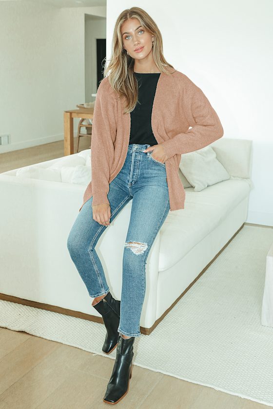 Stay Comfy Tan Ribbed Cardigan Sweater 5
